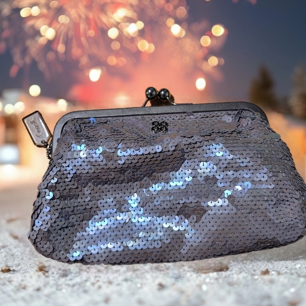 Coach Audrey Sequin Clutch. Special Edition Kisslock.